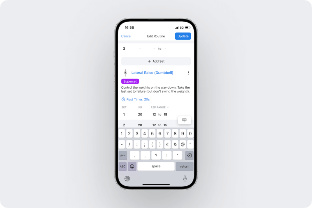 an overview of the individual exercise notes users can write when building routines in Hevy