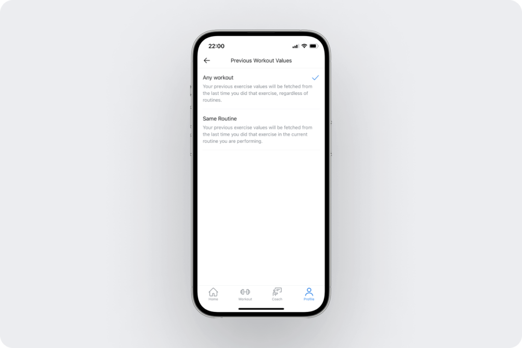 a look at the option to change the previous workout values setting in Hevy